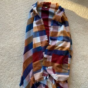 {C.C Exclusives} Multicolor Plaid Blanket Scarf Wrap
